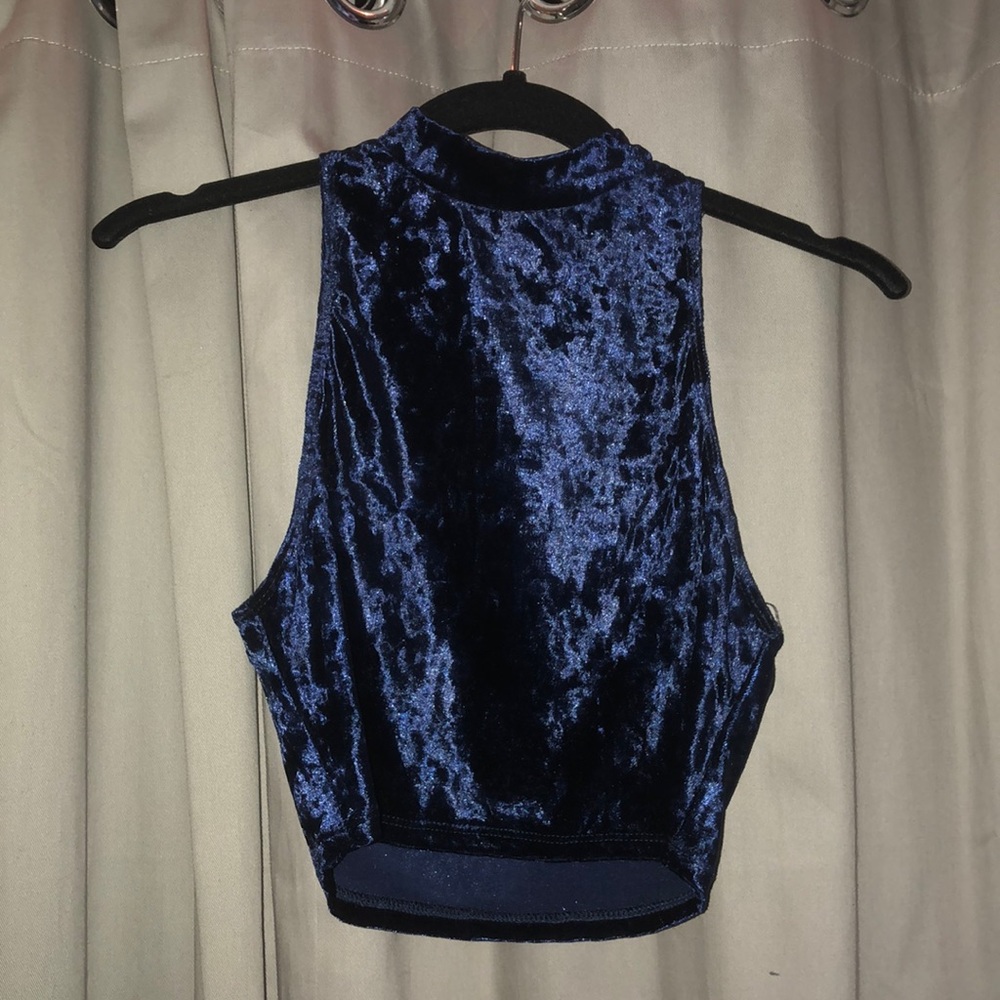 Velvety blue crop tank